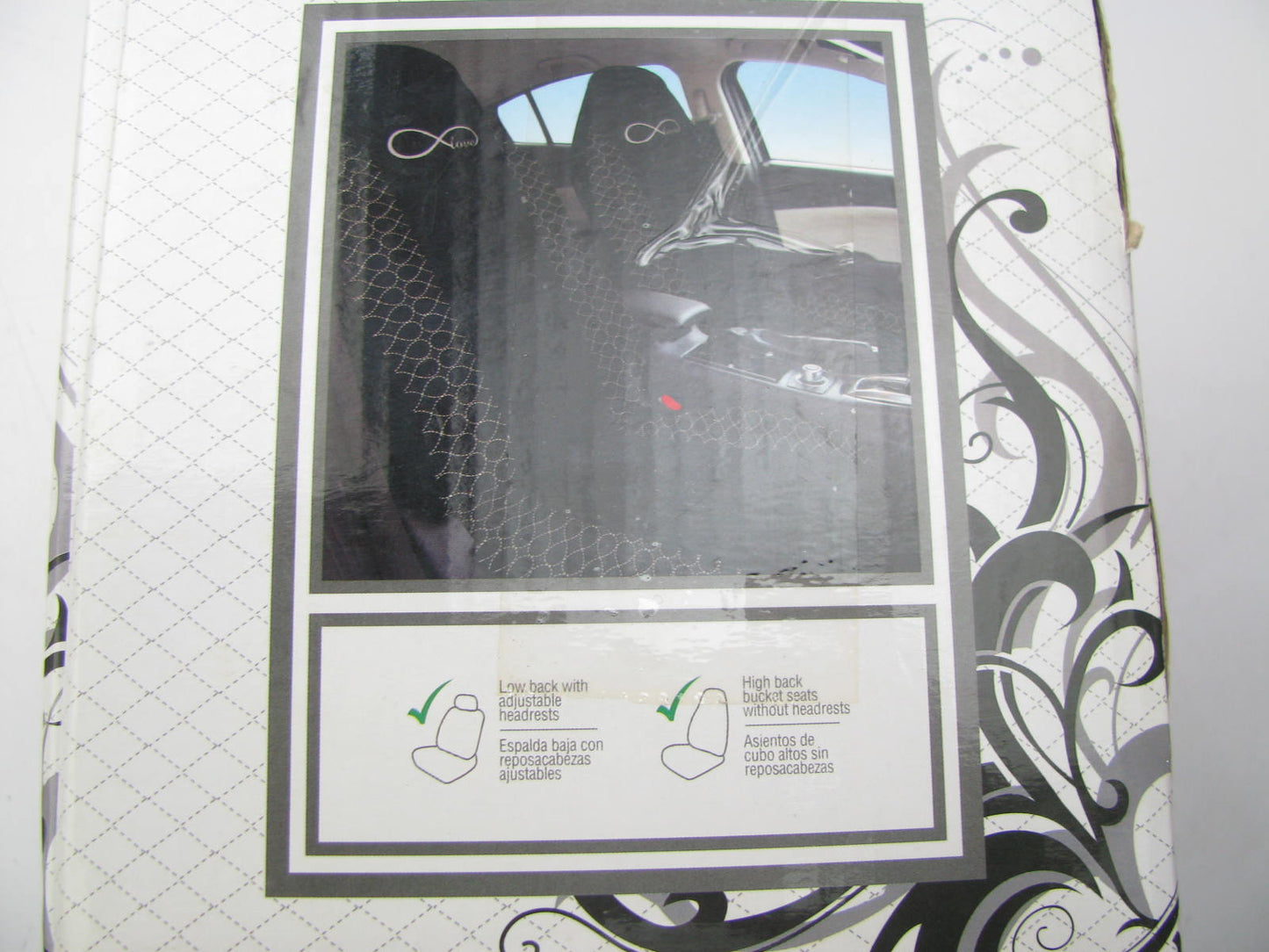Pilot SC606 ONE Seat Cover & Steering Wheel Cover Kit, Infinity Love Emblem Logo