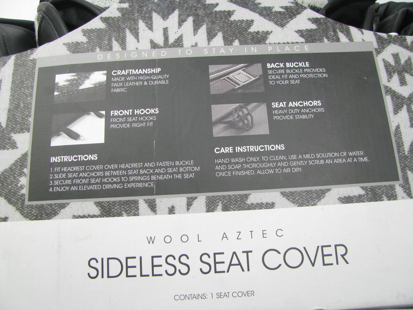 Pilot SC-645 Wool Premium Seat Vest Sideless Cover, Black & White