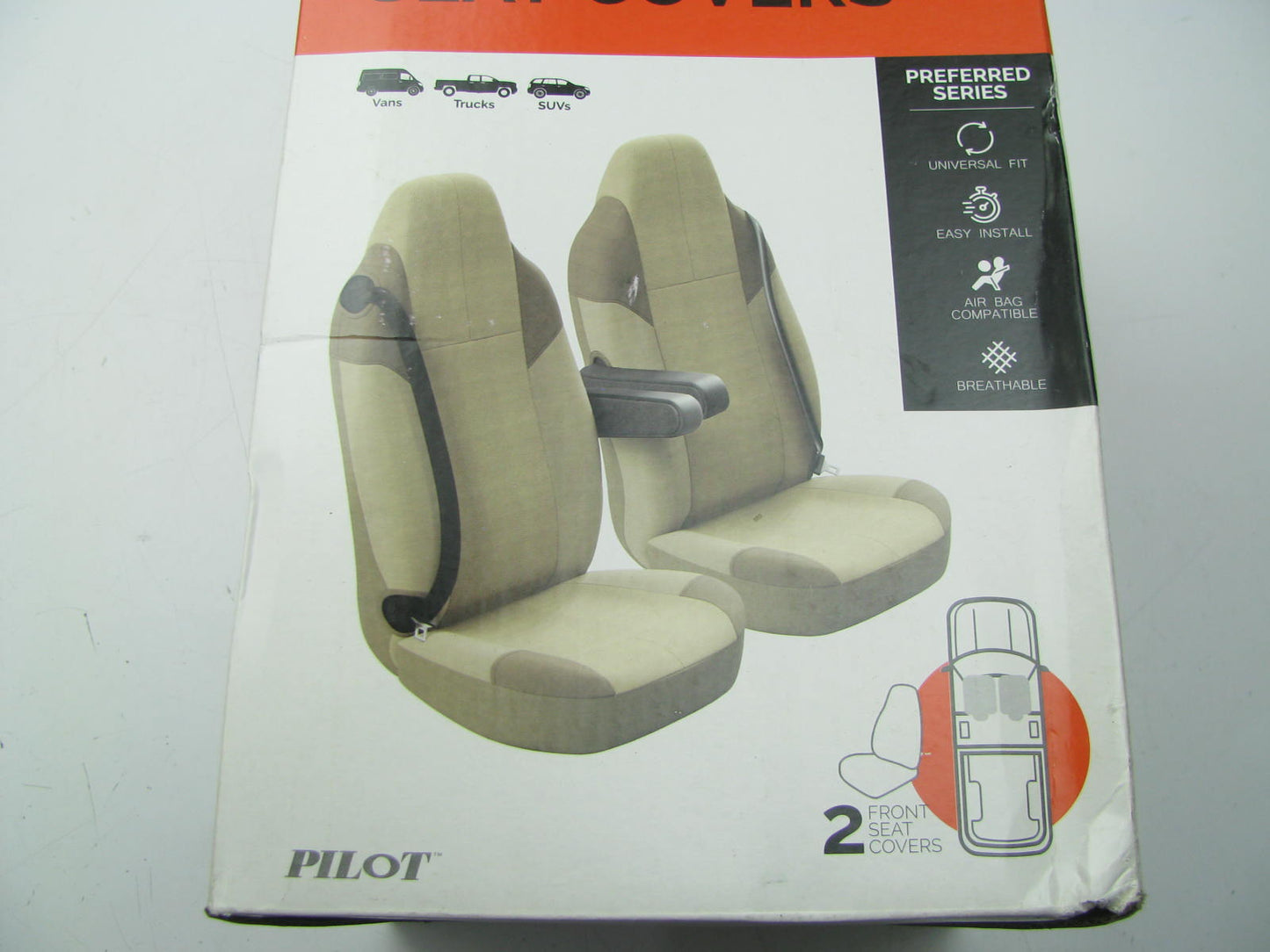 Pilot SC-666 Arcadia Front Seat Covers, Beige (PAIR), Universal Fit