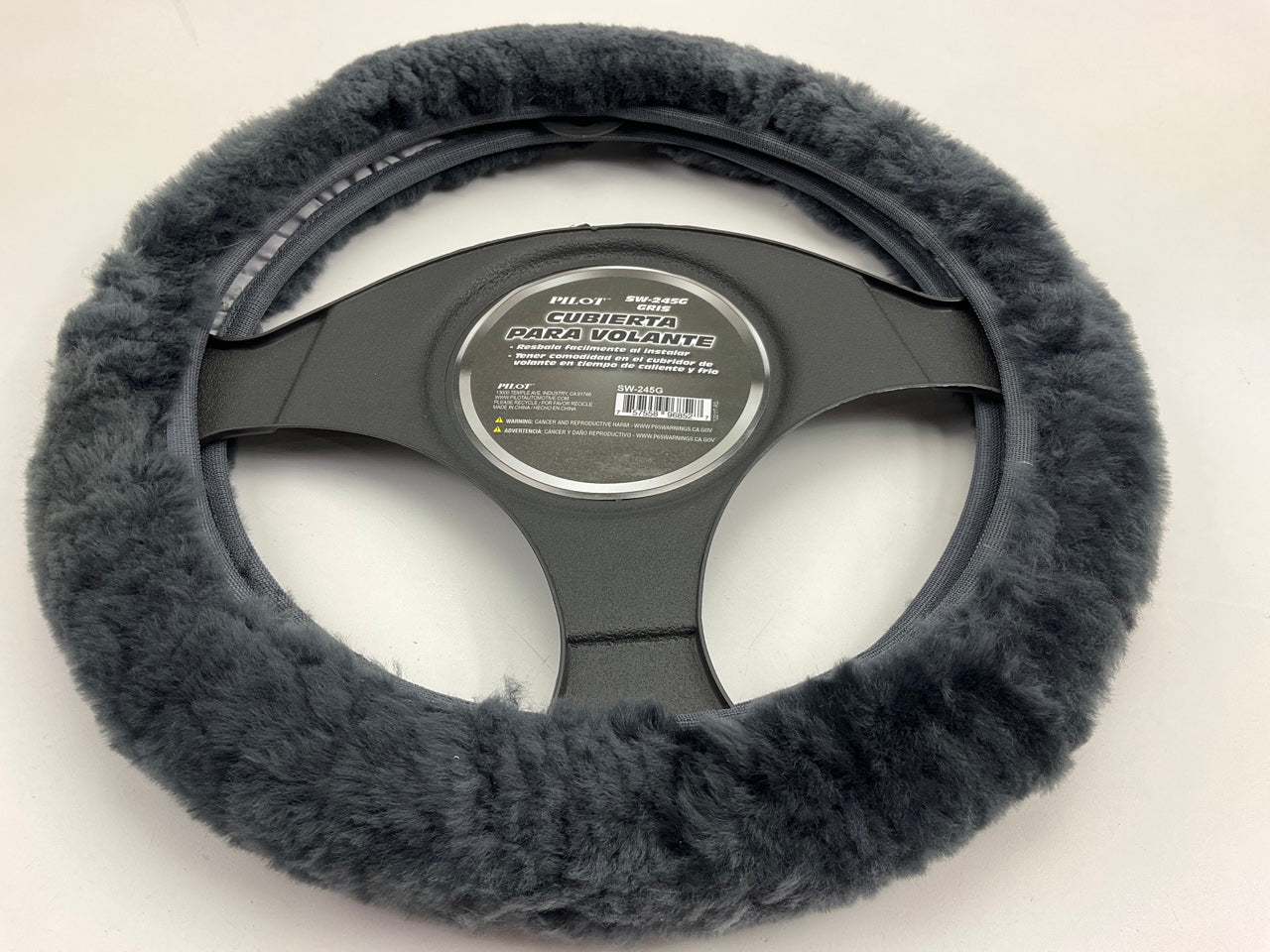 Pilot SW-245G Gray Sheep Skin Steering Wheel Cover - 14.5'' To 15'' Diameter