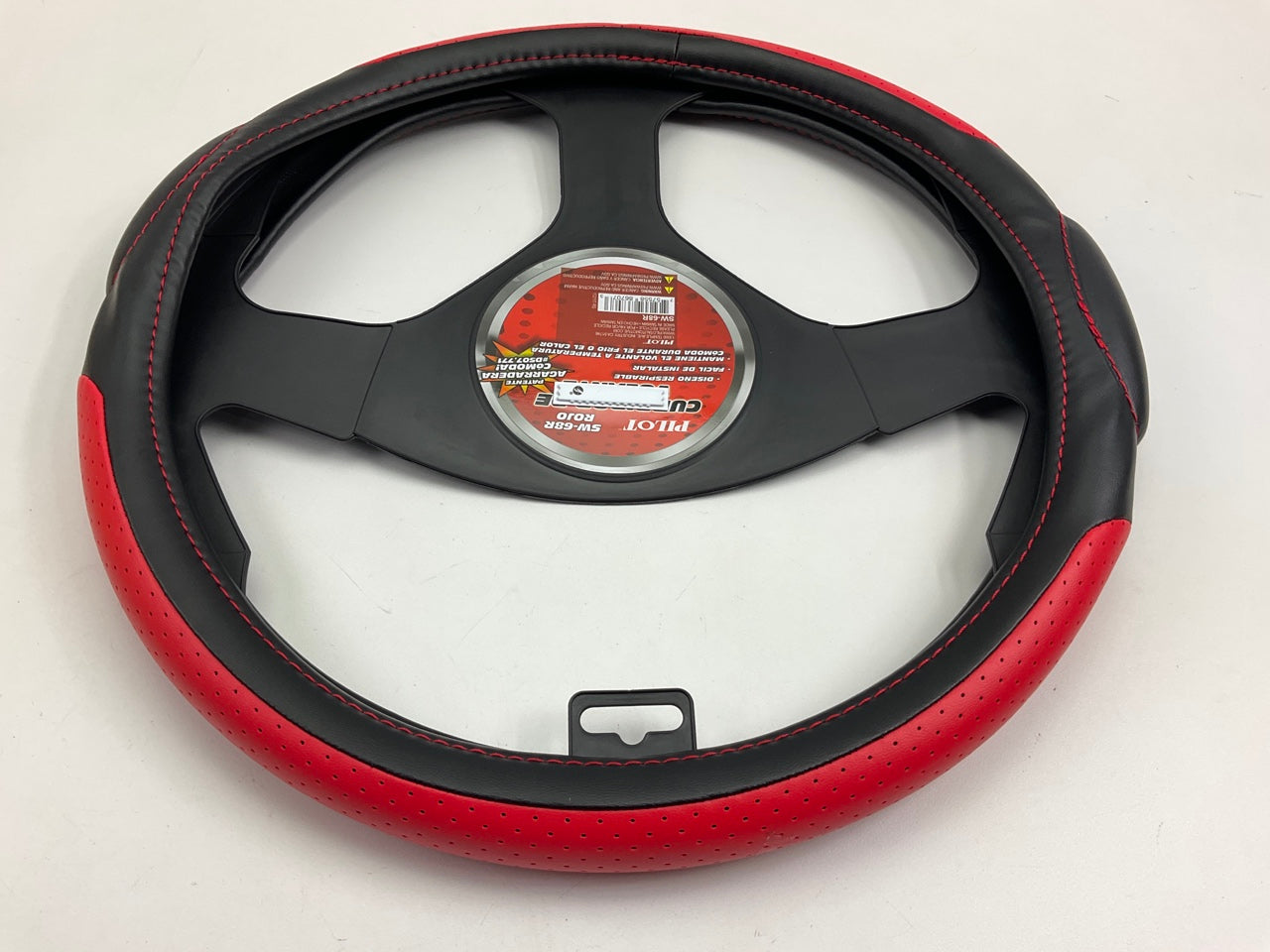 Pilot SW-68R Racing Style Steering Wheel Cover - Red / Black 14.5'' To 15''