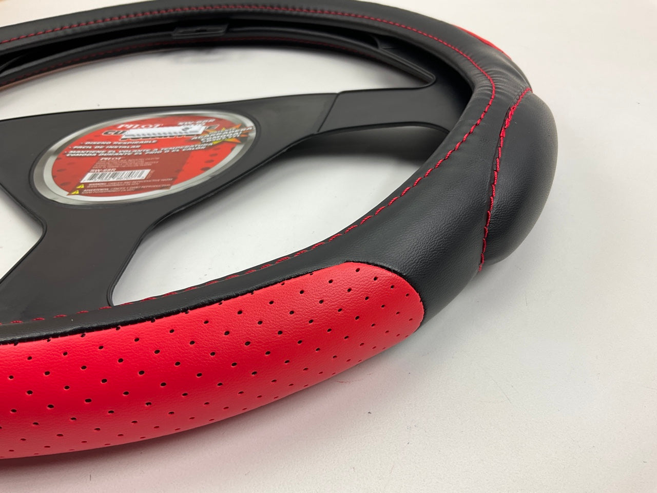 Pilot SW-68R Racing Style Steering Wheel Cover - Red / Black 14.5'' To 15''