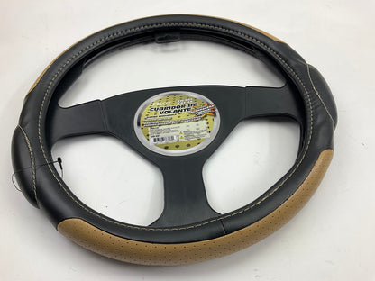 Pilot SW-68T Racing Style Steering Wheel Cover - TAN / Black 14.5'' To 15''