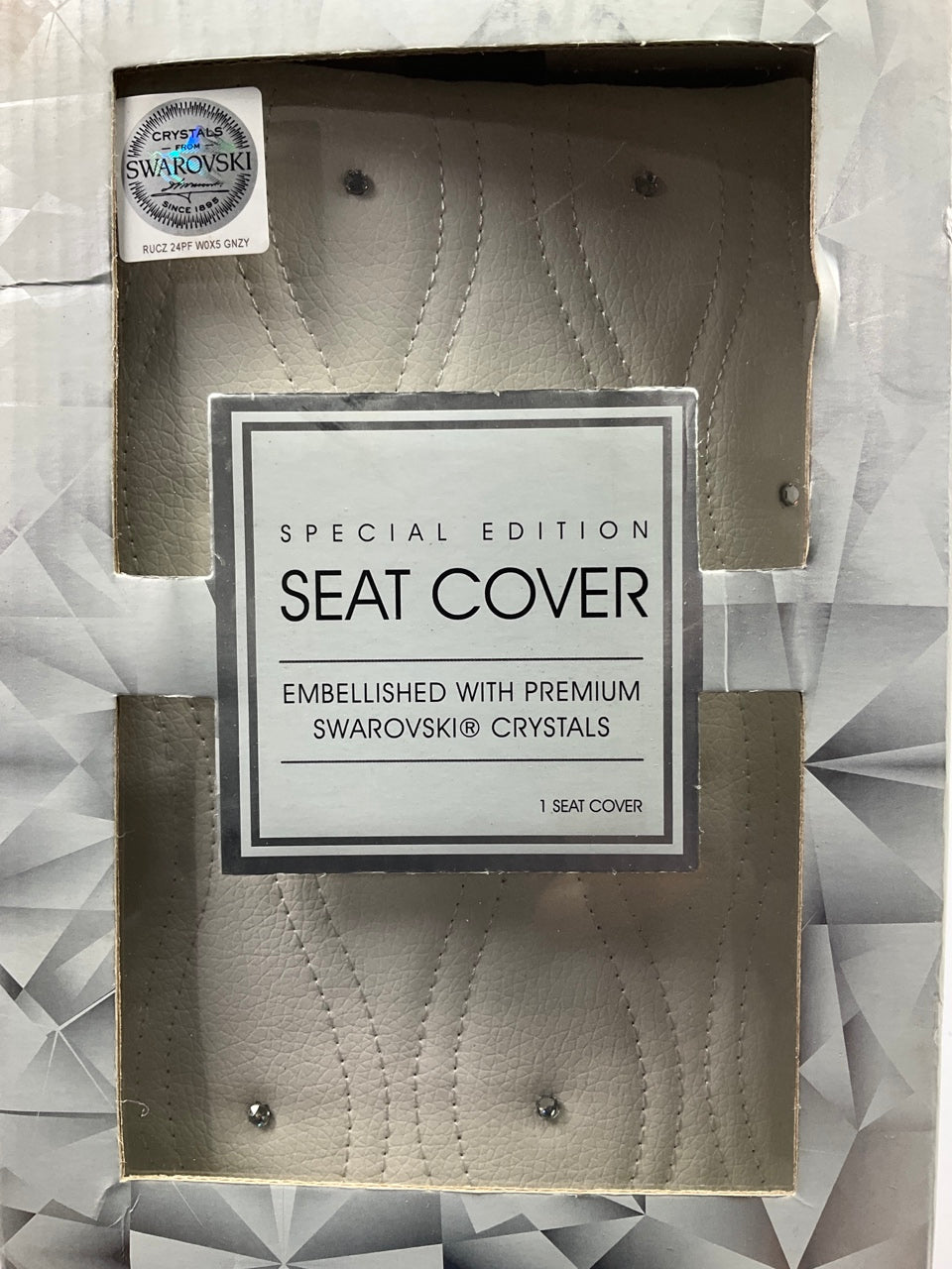 (2) Pilot Automotive SWR-0112 Swarovski Wavy Stitch Seat Cover, White