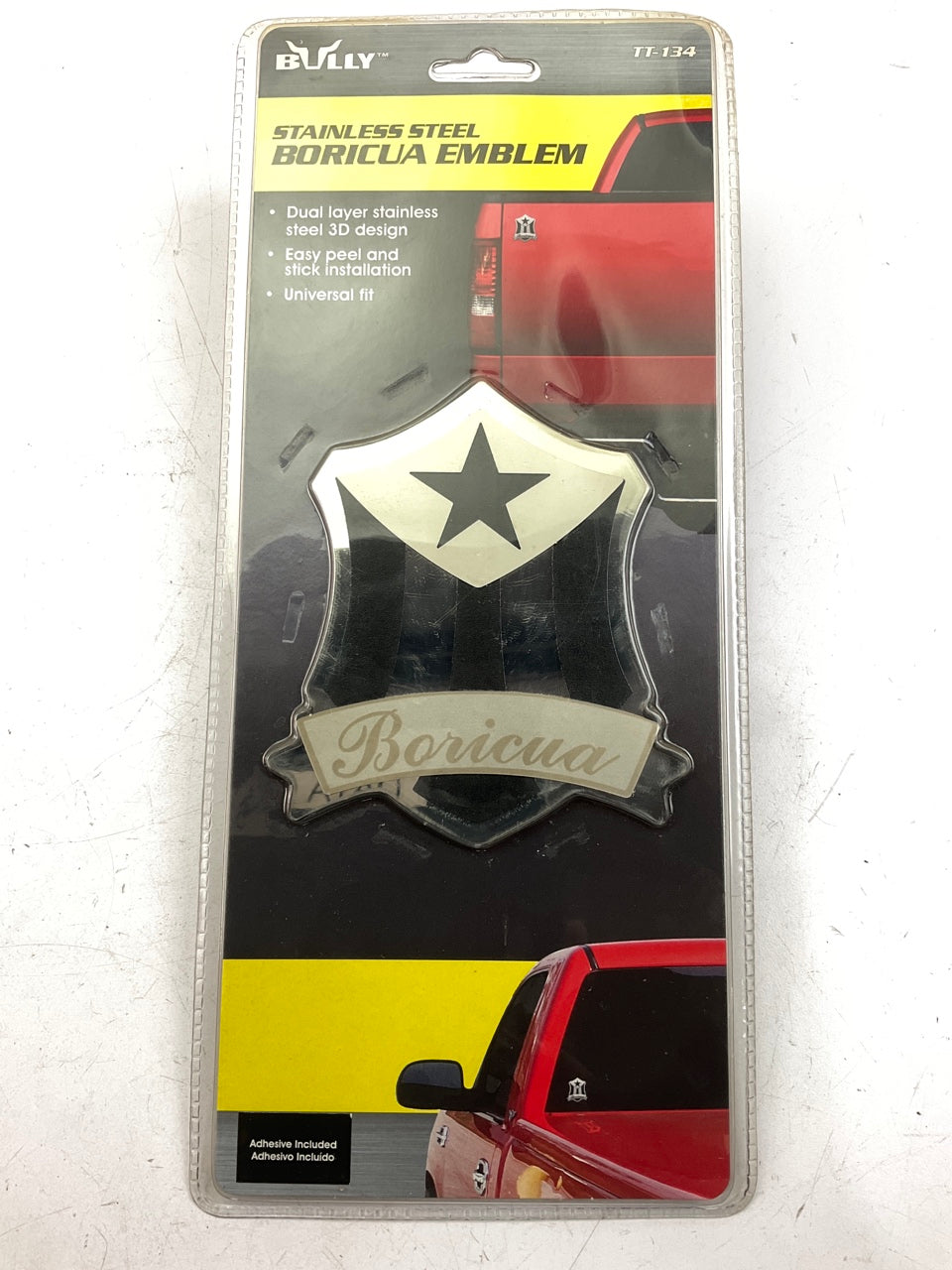 Pilot TT-134 Emblem ''Boricua'' Dual Layer Stainless Steel 3D Design Universal Fit