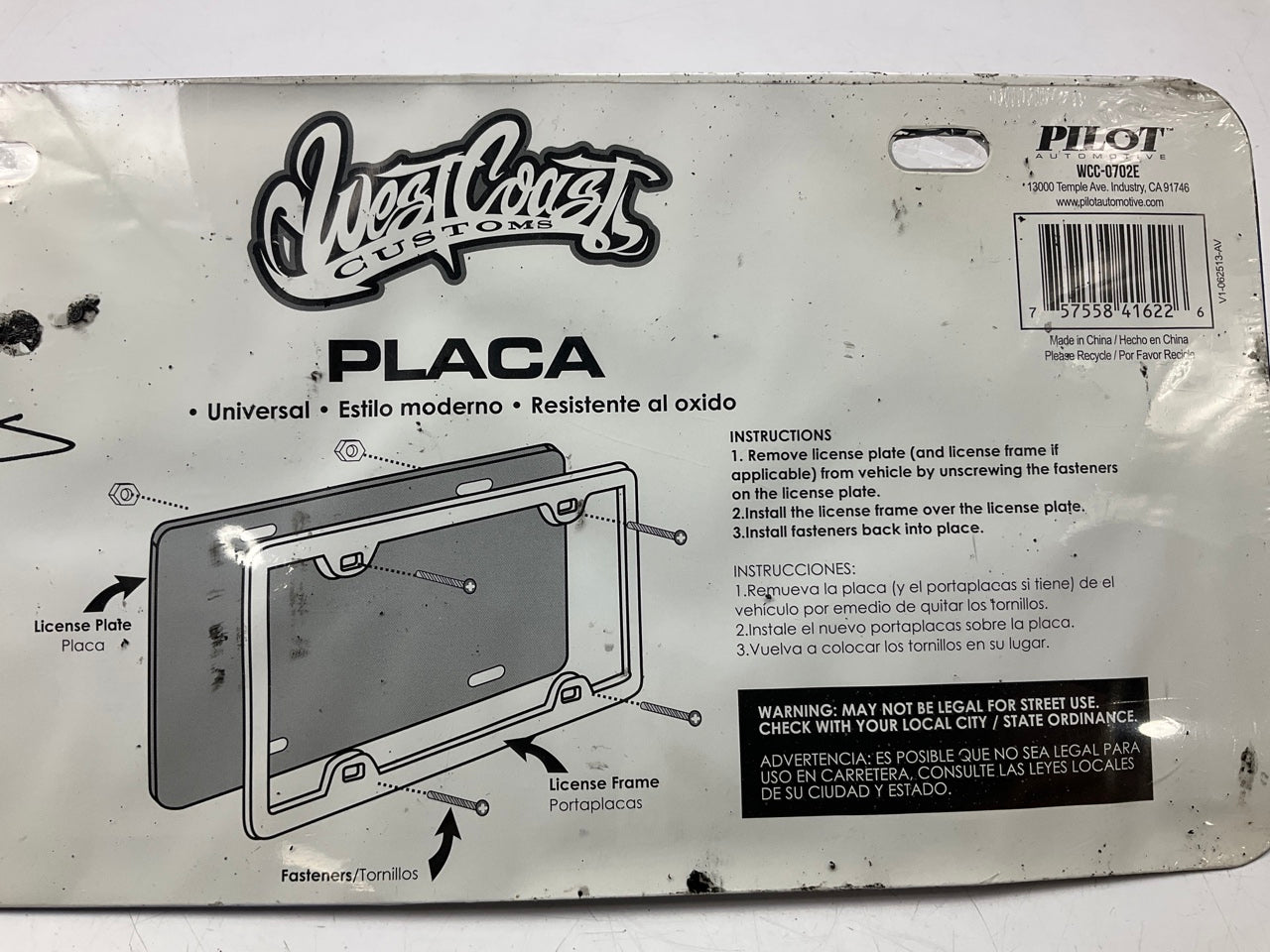 Pilot WCC-0702E License Plate Frame ''West Coast Customs'', Universal Fit