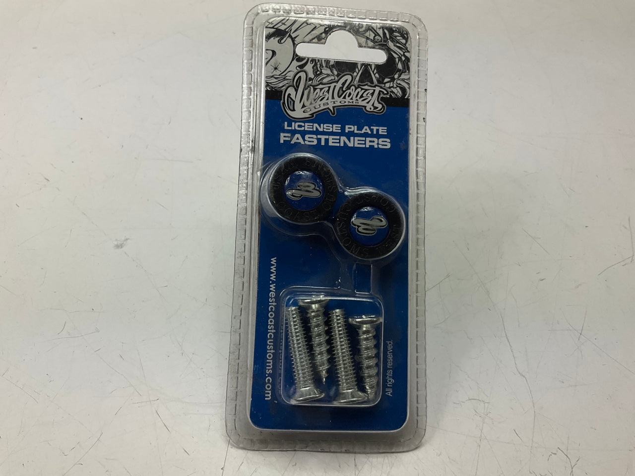 Pilot WCC-1401E Black License Plate Fasteners With West Coast Custom Logo