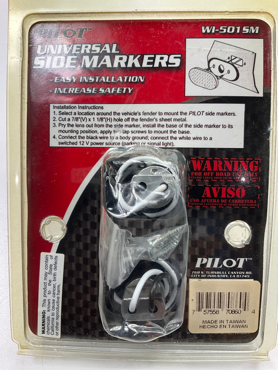 Pilot WI-501SM Clear Side Marker Lights, Pair