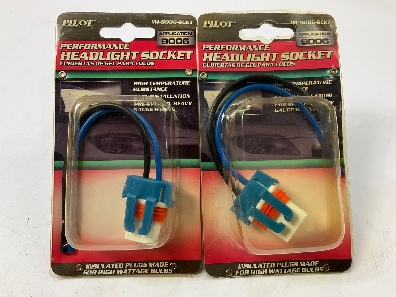 (2) Pilot WI-9006-SCKT Performance Headlight Socket Wire Pigtail For Bulb # 9006