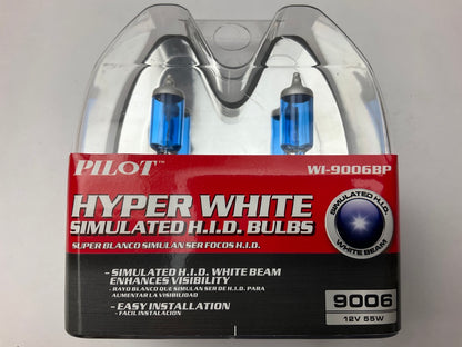 Pilot WI-9006BP Hyper White Simulated HID Light Bulbs, (9004), 12V 65/45W