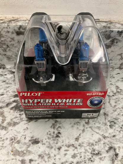 Pilot Automotive WI-H1BP Hyper White H1 Light Bulbs, Pair, Coated Quartz Glass