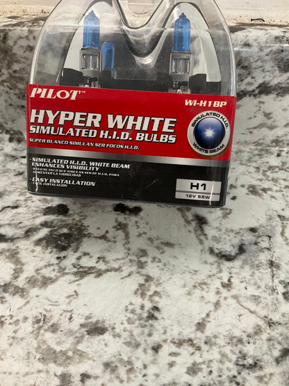 Pilot Automotive WI-H1BP Hyper White H1 Light Bulbs, Pair, Coated Quartz Glass