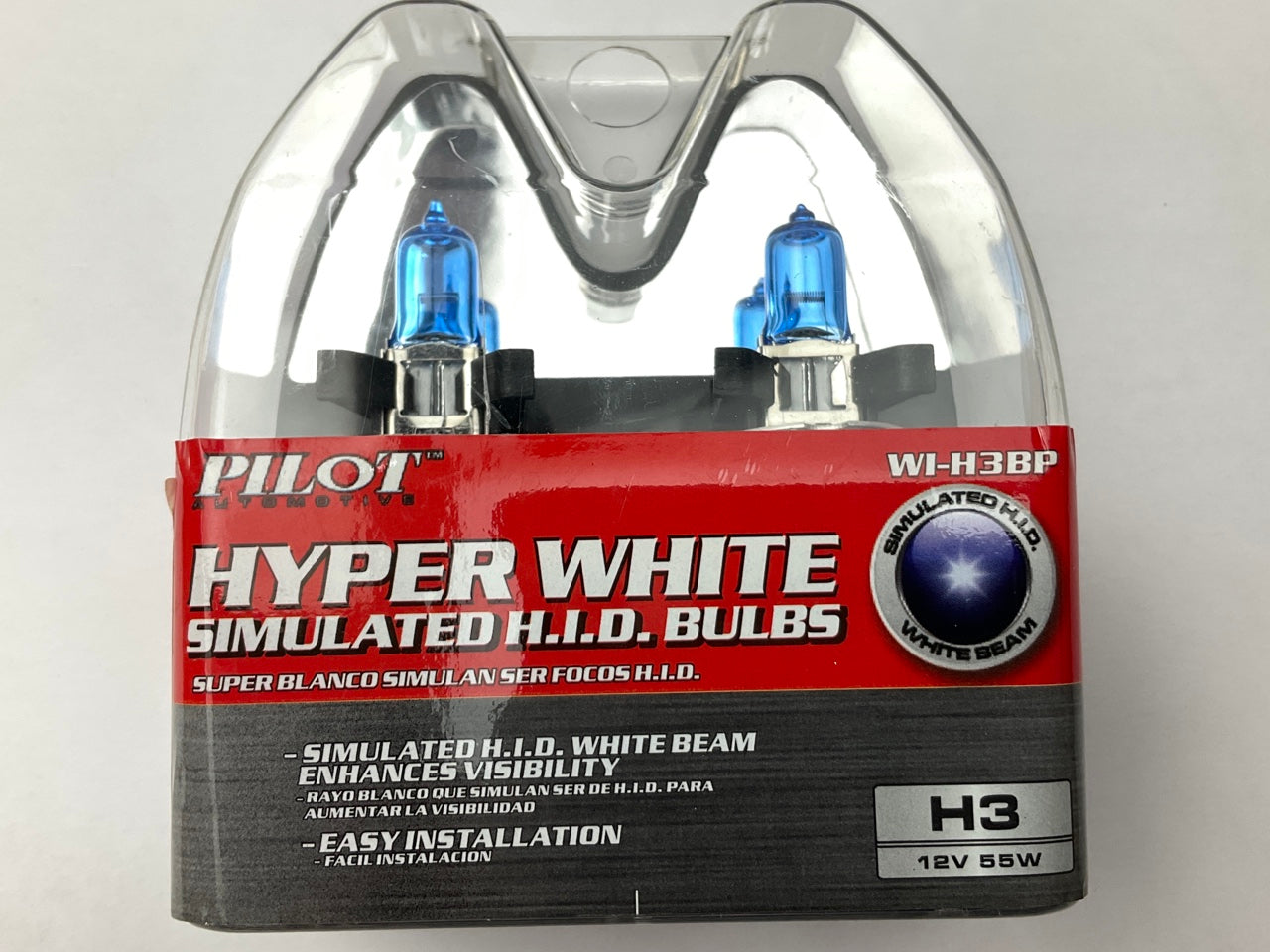 Pilot WI-H3BP Hyper White Simulated HID Light Bulbs (H3) 12V 55W