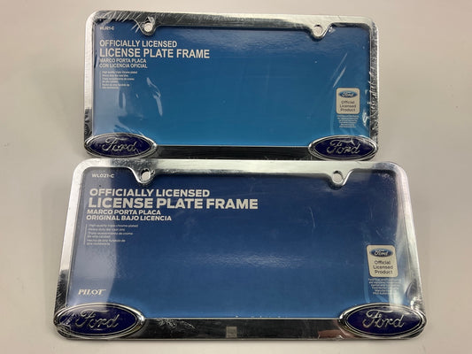 (2) Pilot WL021C Chrome License Plate Frame With Official Ford Logo