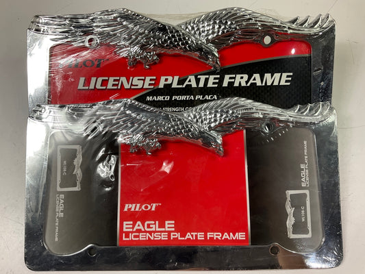 (2) Pilot WL108-C Chrome License Plate Frame With Eagle Logo