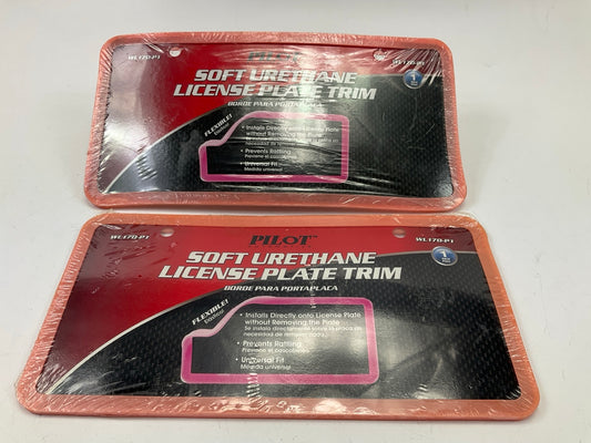 (2) Pilot WL170P1 Stretchable License Plate Frame, Pink Soft Urethane, Flexable