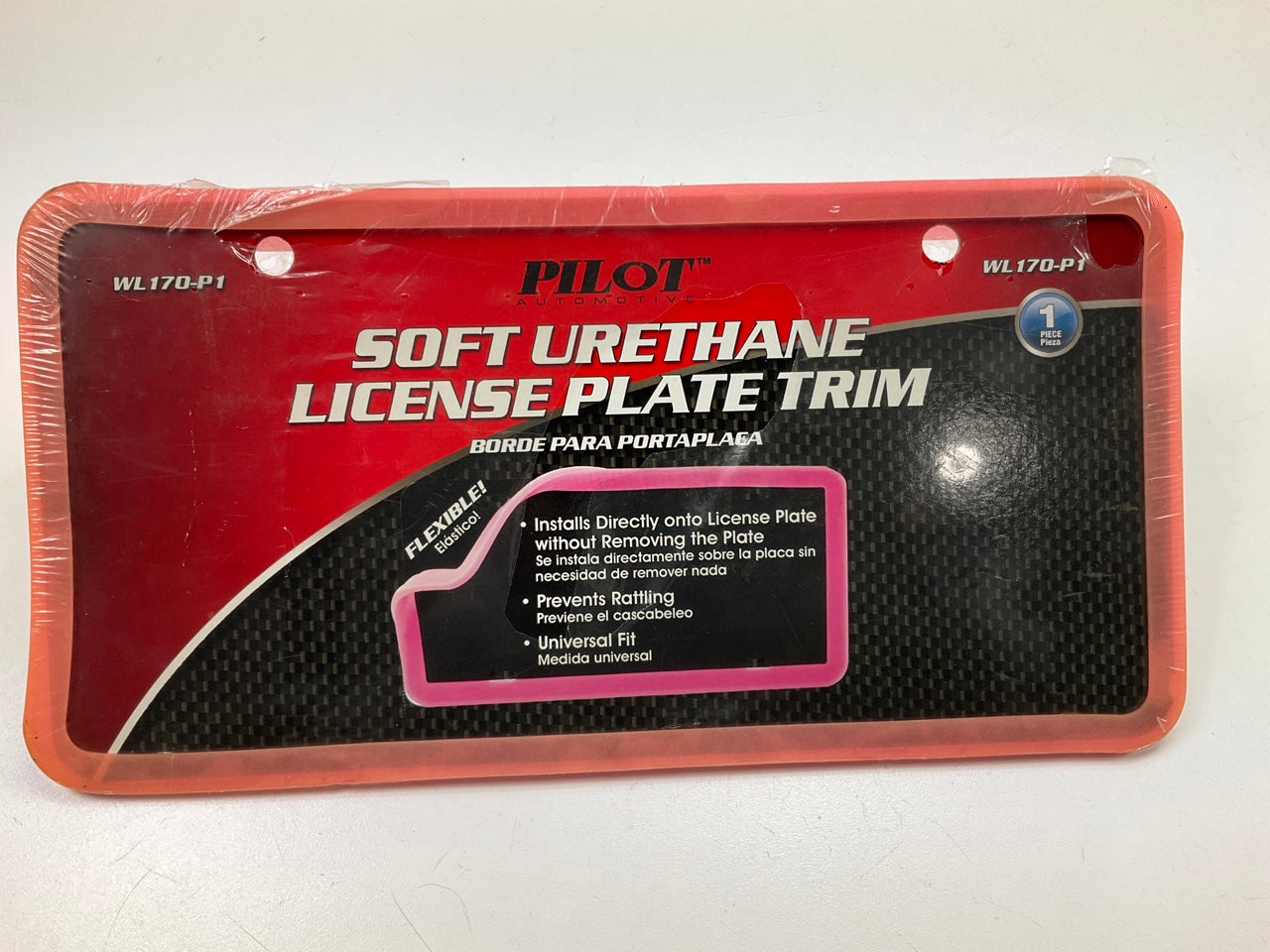 Pilot WL170-P1 Stretchable License Plate Frame, Pink Soft Urethane - Flexable !