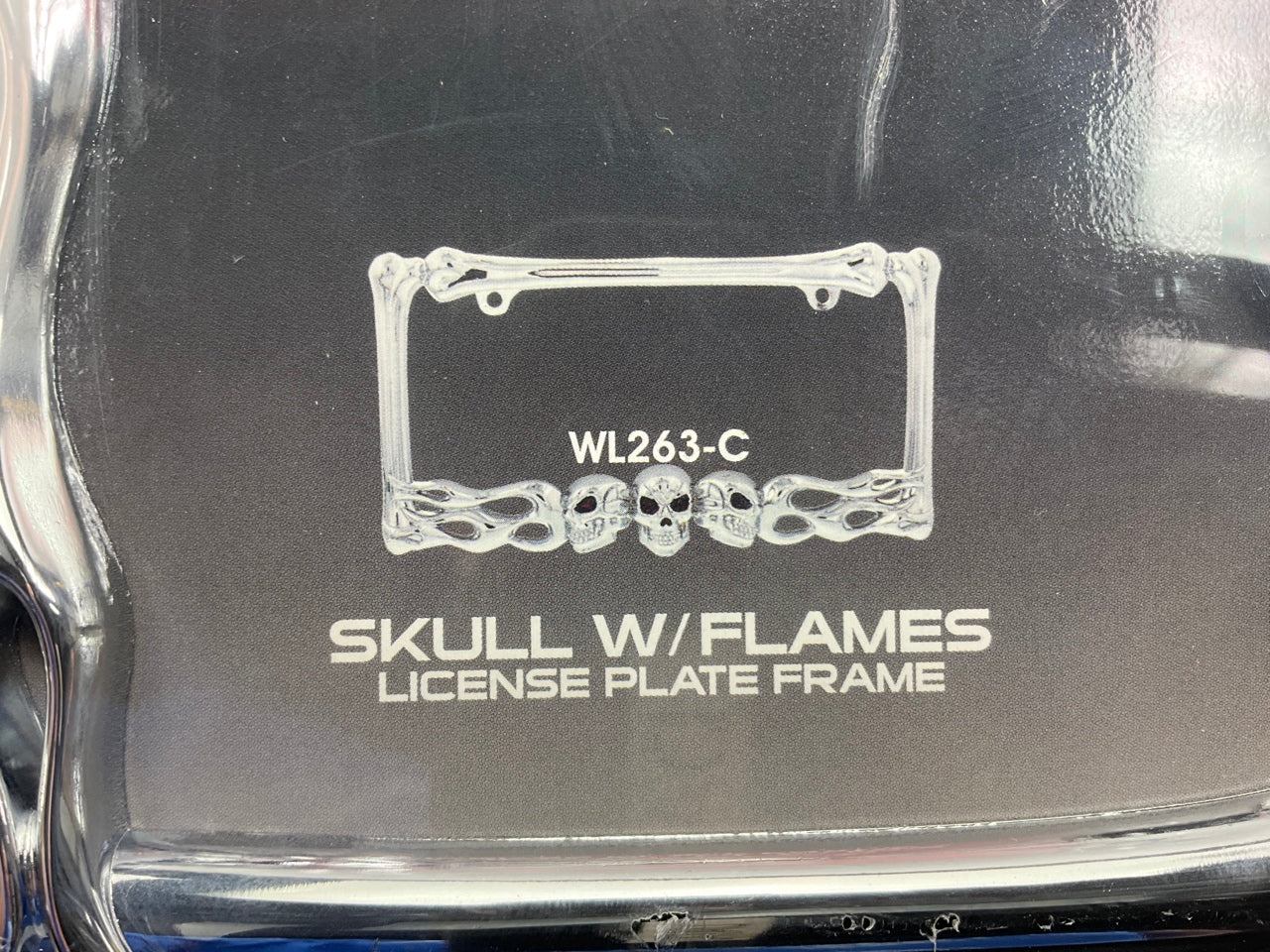 (2) Pilot Automotive WL263-C Chrome Skull And Flame License Plate Frames