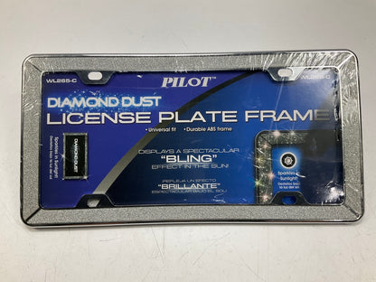 PILOT Glitz Diamond Dust Style Chrome On Plastic License Plate Frame Tag Holder