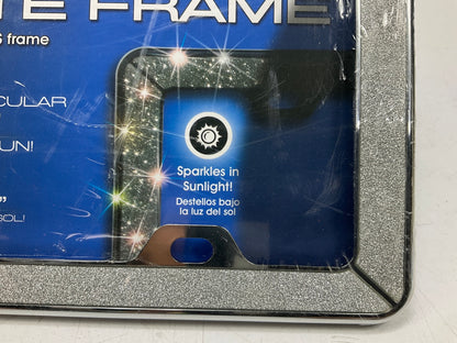 PILOT Glitz Diamond Dust Style Chrome On Plastic License Plate Frame Tag Holder