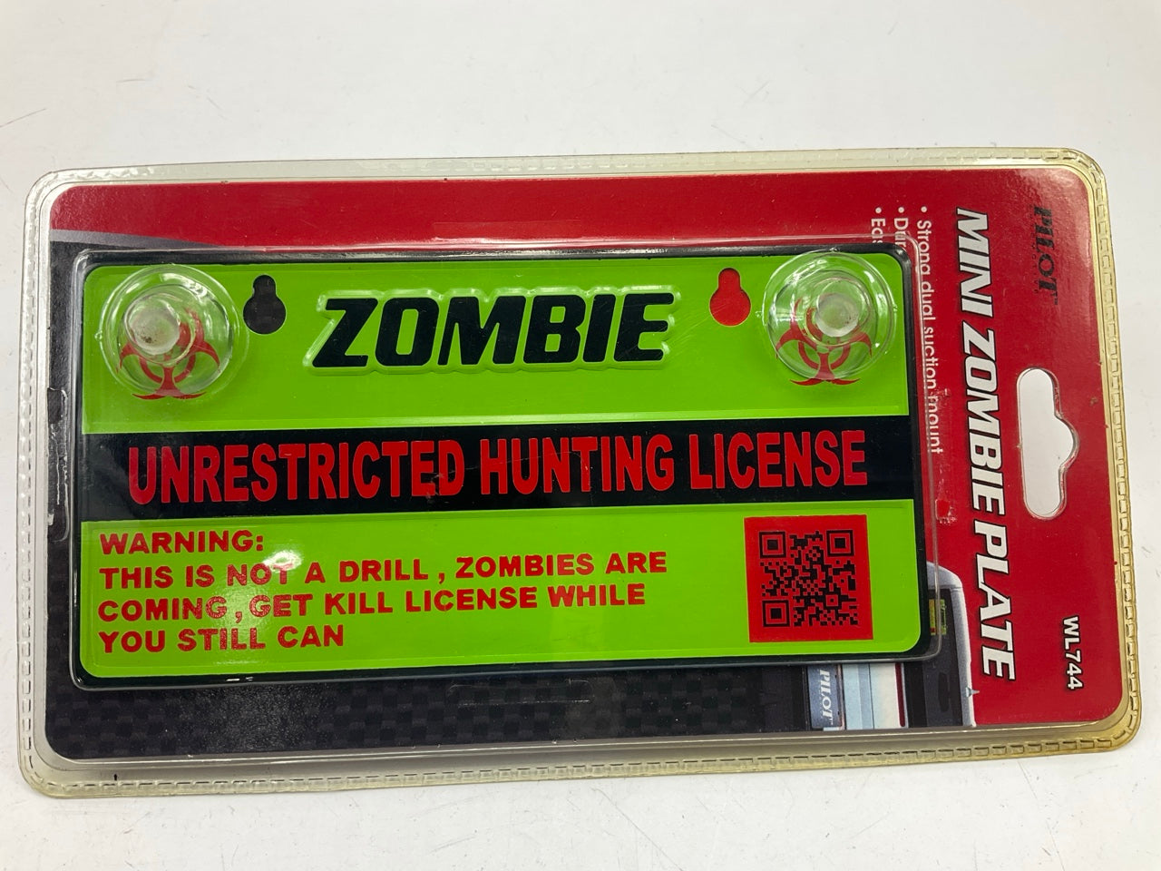 Pilot WL744 Zombie Mini Plate License Emblem, Decorative Zombie Hunting License