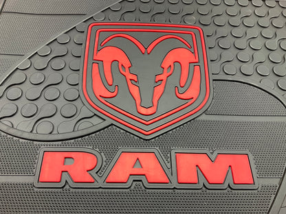 Rear 2nd Row Full Coverage Black Rubber Floor Mat For Dodge Ram 57'' W X 13.5'' L