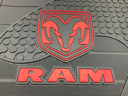 Rear 2nd Row Full Coverage Black Rubber Floor Mat For Dodge Ram 57'' W X 13.5'' L