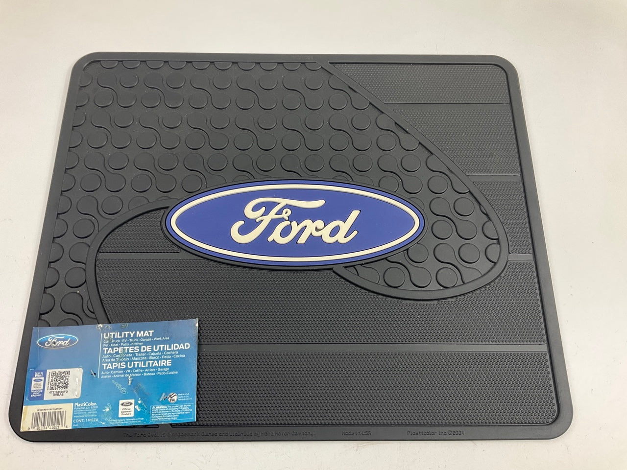 Plasticolor 001021R01 Rear  17'' X 14'' Single Rubber Floor Mat, With ''Ford'' Logo