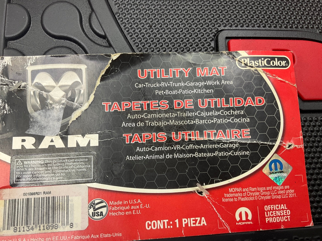 Plasticolor 001098R01 Factory Logo Molded Utility Mat- 14'' For Ram
