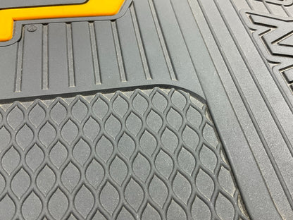 (2) Plasticolor 001217 Rear Rubber 14''x17'' Floor Mats Black Yellow Bowtie Chevy