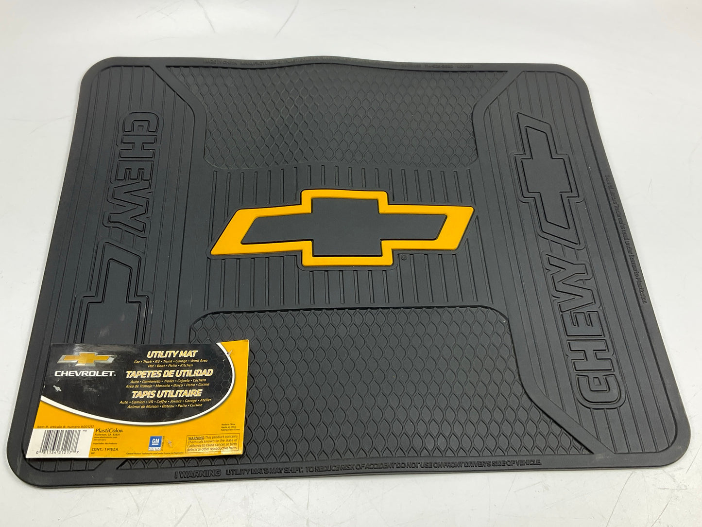 Plasticolor 001217 Rear Rubber 14'' X 17'' Floor Mat Black Yellow Bowtie Chevy GM