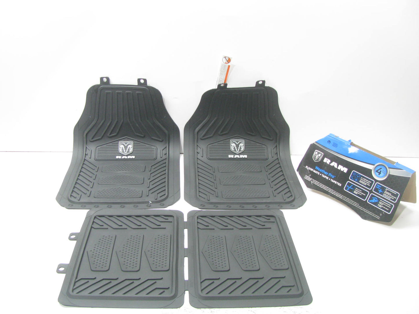 Plasticolor 001672 Black Rubber Floor Mats For Dodge Truck, With Logo, 27''x17.5''