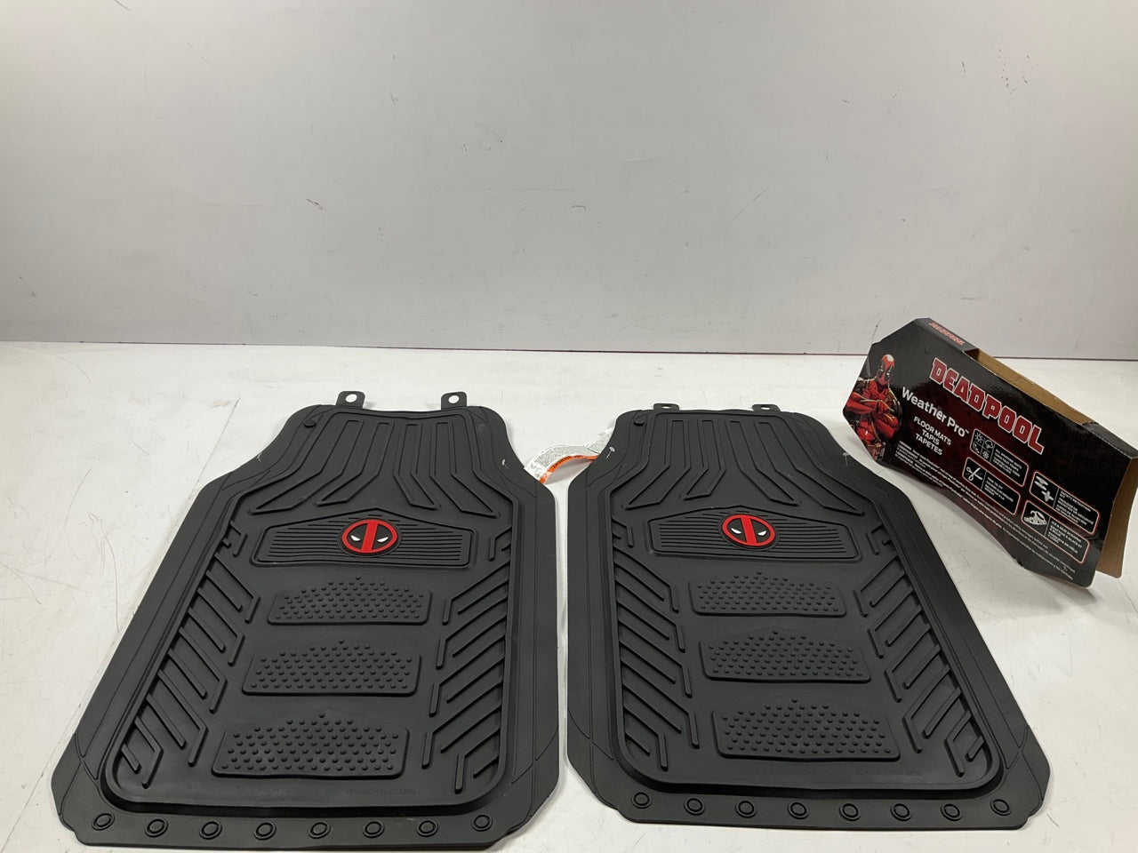 Plasticolor 001706R01 Deadpool Rubber Floor Mats, Black, 2-Pc, 27-3/4'' X 17-1/2''