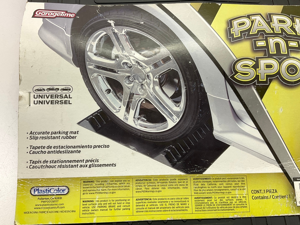 Park-N-Spot 12'' X 1.75'' Garage Parking Guide, Slip Resistant Rubber Parking Aid