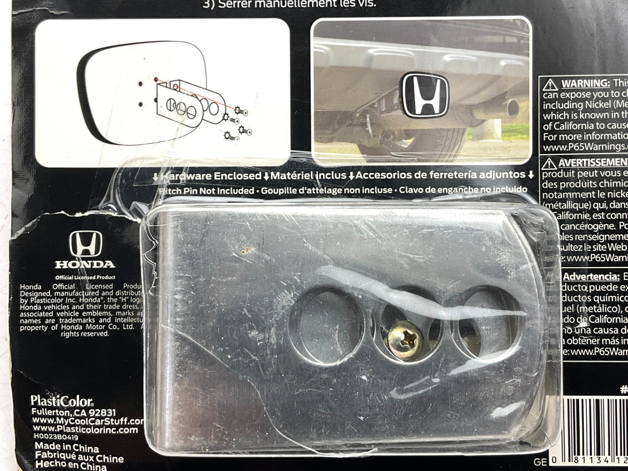 Plasticolor 002293 Trailer Hitch Pin - Universal 2'' W/ Honda *H* Logo
