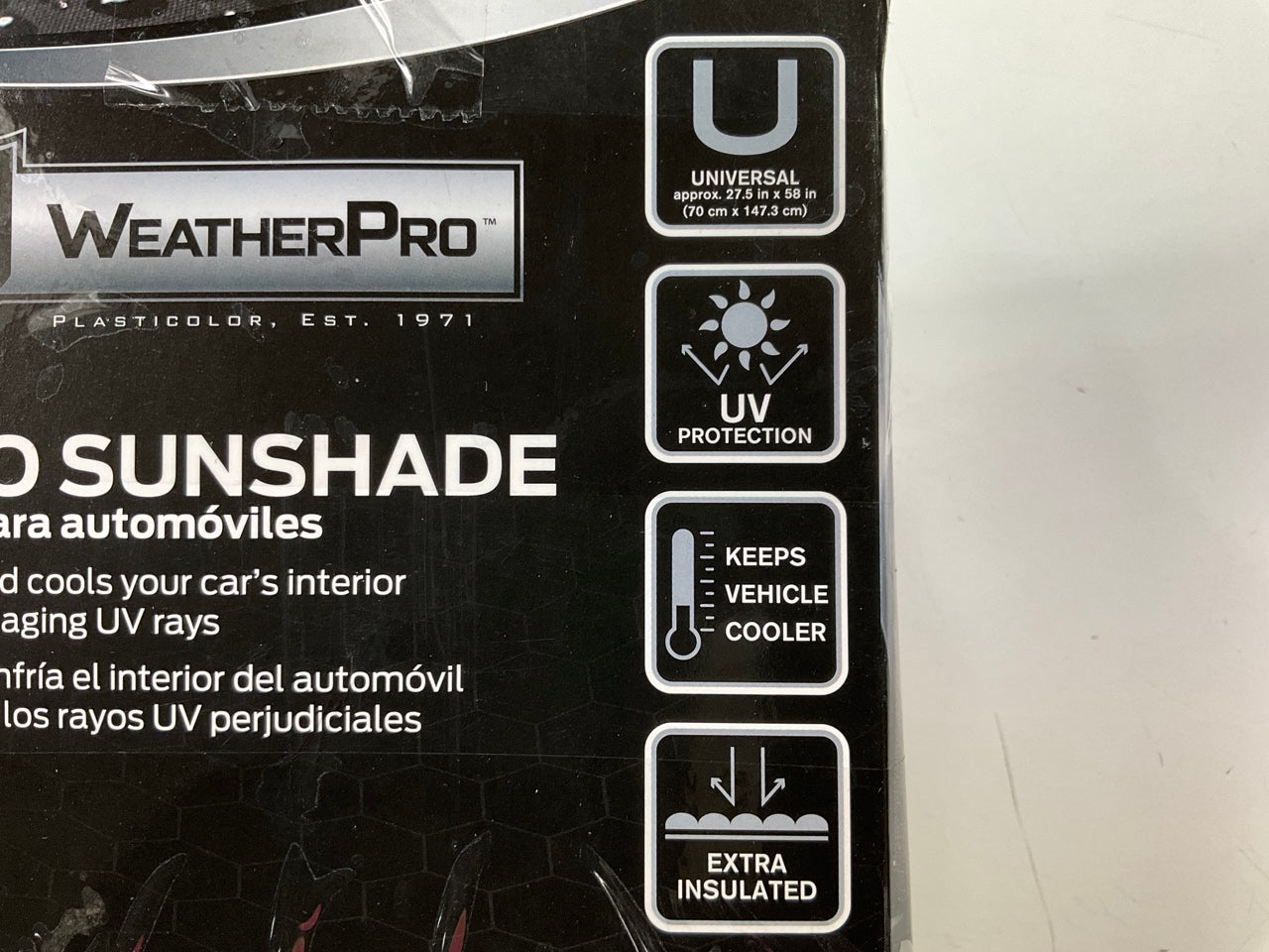 Plasticolor 003908 Weatherpro Dark Ice Accordion Sunshade, 58'' X 27-1/2''