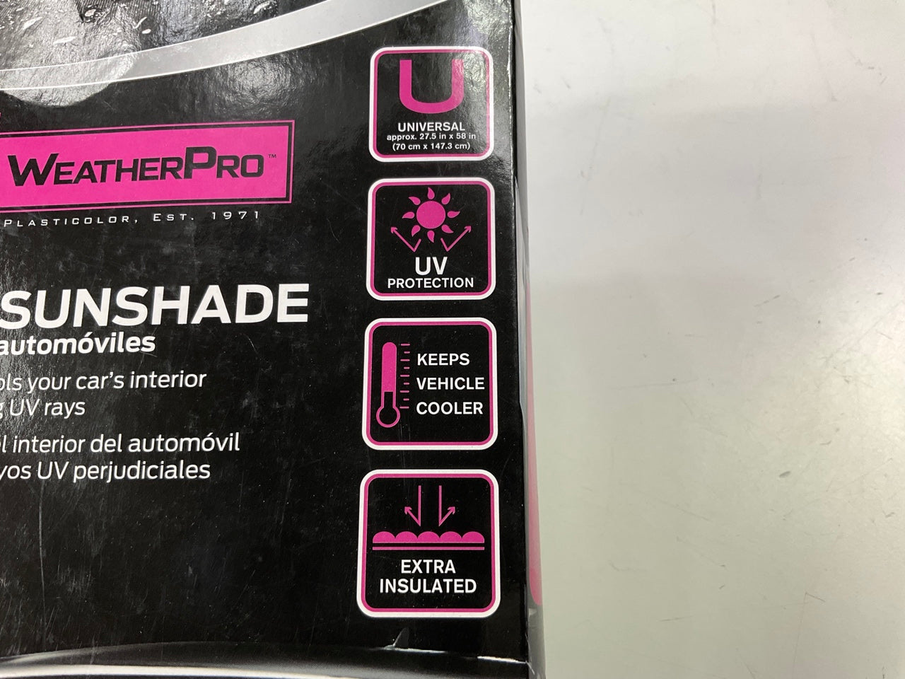 Plasticolor 003911 58''L X 27''W PINK FOIL Solar Windshield Sun Shade Screen Cover