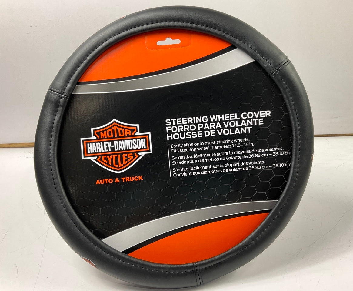 Plasticolor 006393 Steering Wheel Cover 14.5-15'' Diameter For Harley Cycles Logo