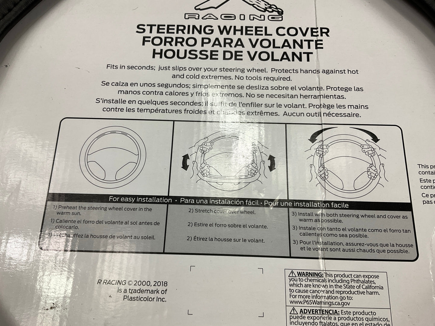 Plasticolor 006723 Universal Steering Wheel Cover,  14-1/2'' - 15'' Diameter