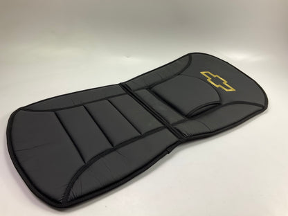 (2) PlastiColor 008512R03 Black Seat Cushions With Chevy Gold Bowtie Logo
