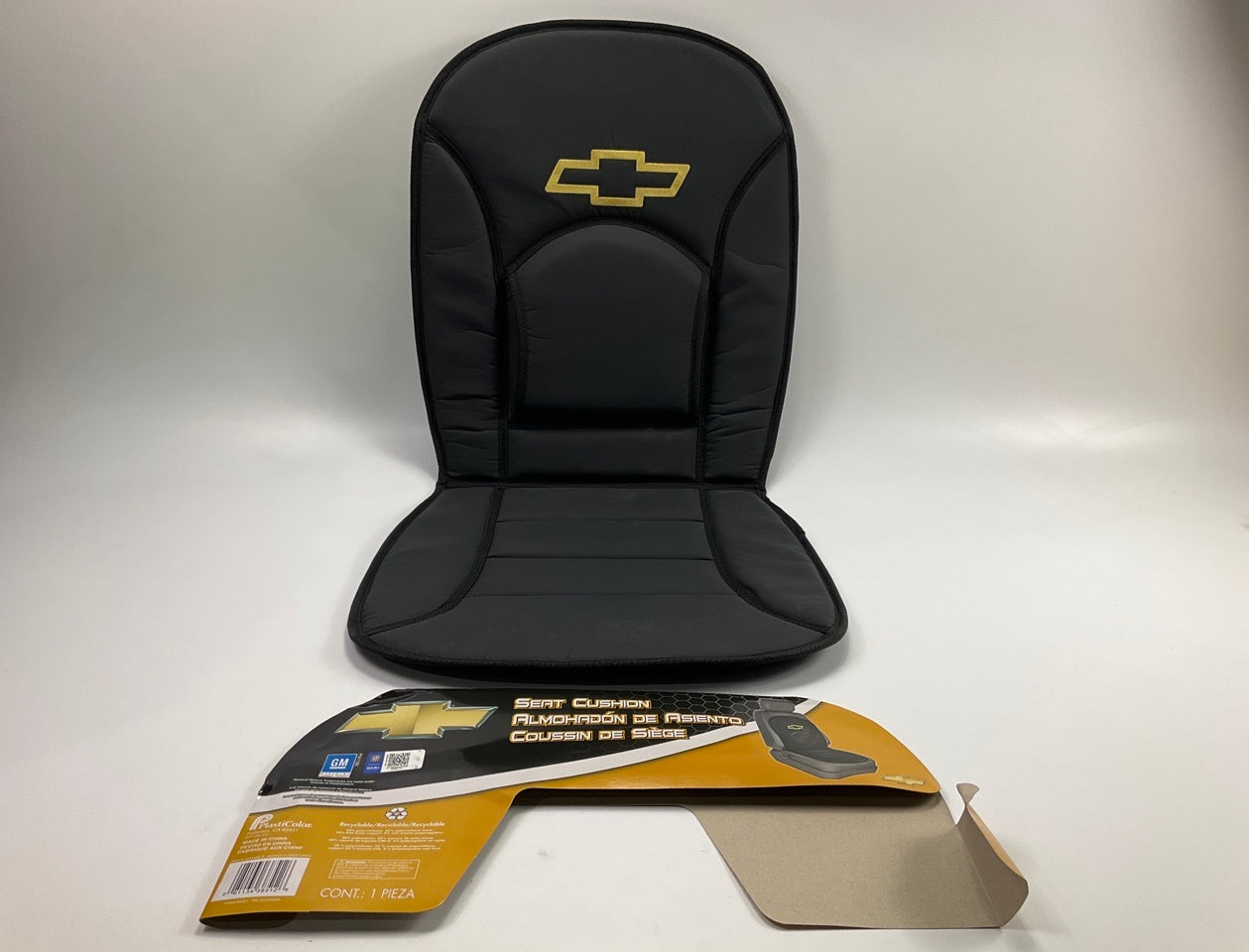PlastiColor 008512R03 Black Seat Cushion With Chevy Gold Bowtie Logo