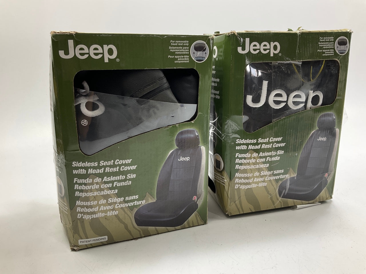OPEN BOX - (2) Plasticolor Universal Black Logo Sideless Seat Covers For Jeep
