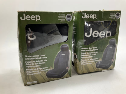 OPEN BOX - (2) Plasticolor Universal Black Logo Sideless Seat Covers For Jeep