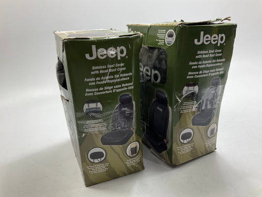 OPEN BOX - (2) Plasticolor Universal Black Logo Sideless Seat Covers For Jeep