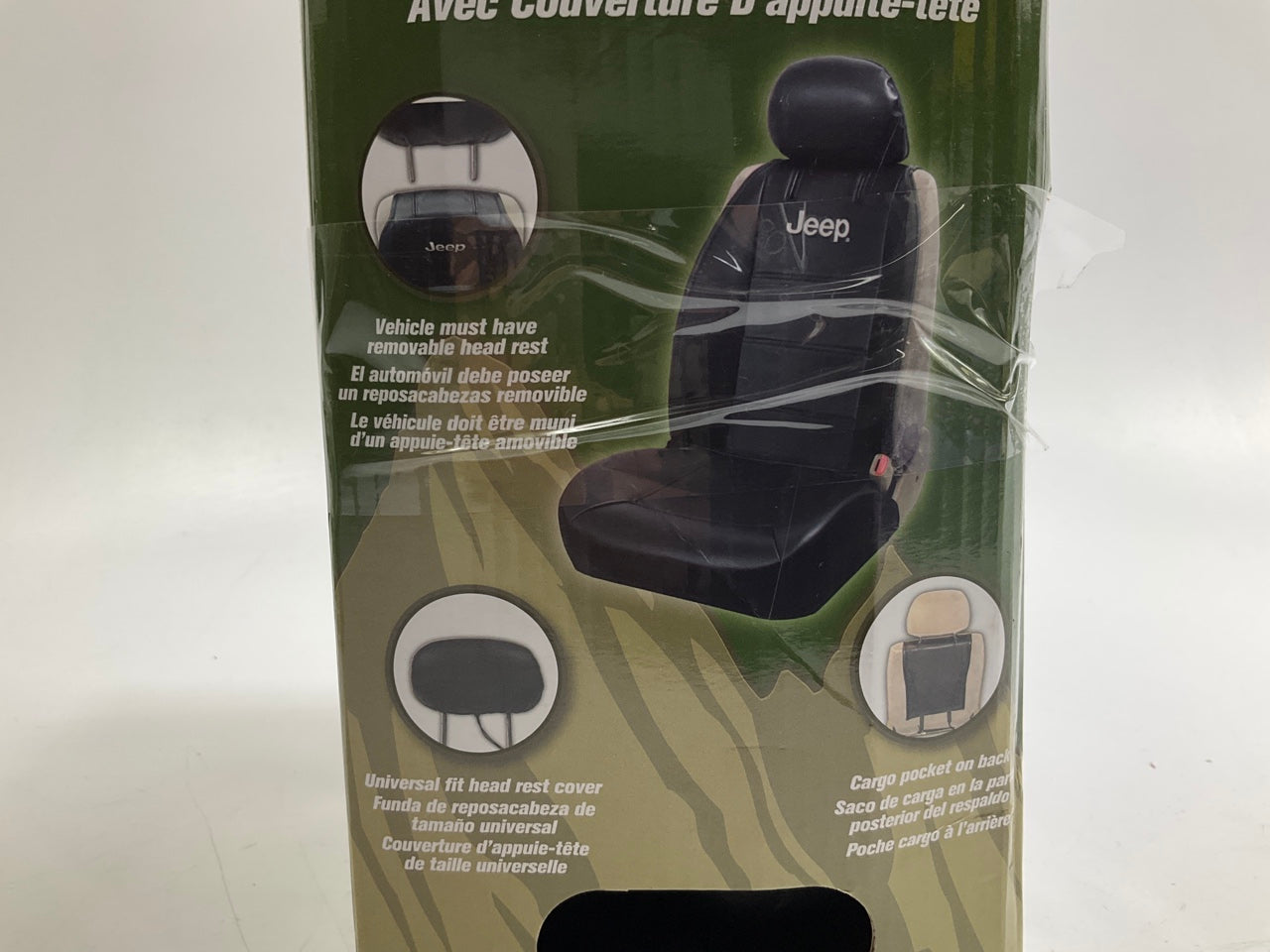 OPEN BOX - (2) Plasticolor Universal Black Logo Sideless Seat Covers For Jeep