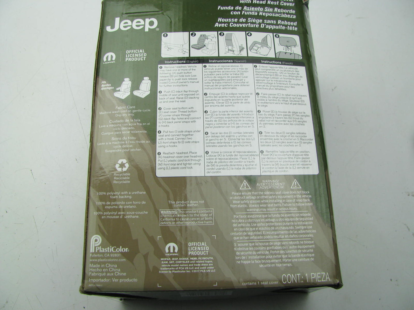 Plasticolor 008581R25 Gray Sideless Universal Seat Cover (For Jeep)