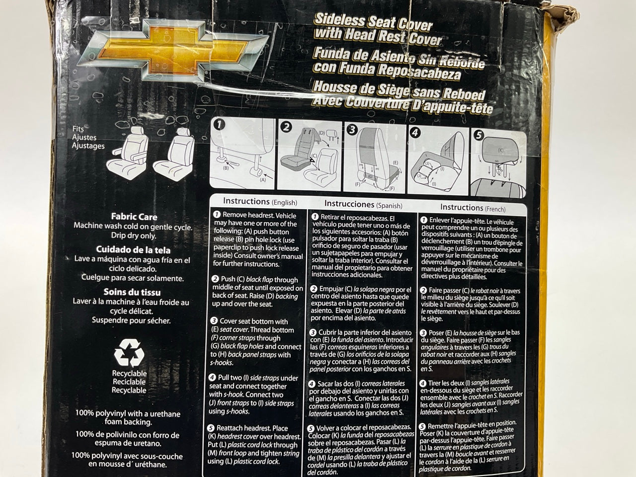 (2) PLASTICOLOR 008586R01 Chevy Sideless Seat Cover