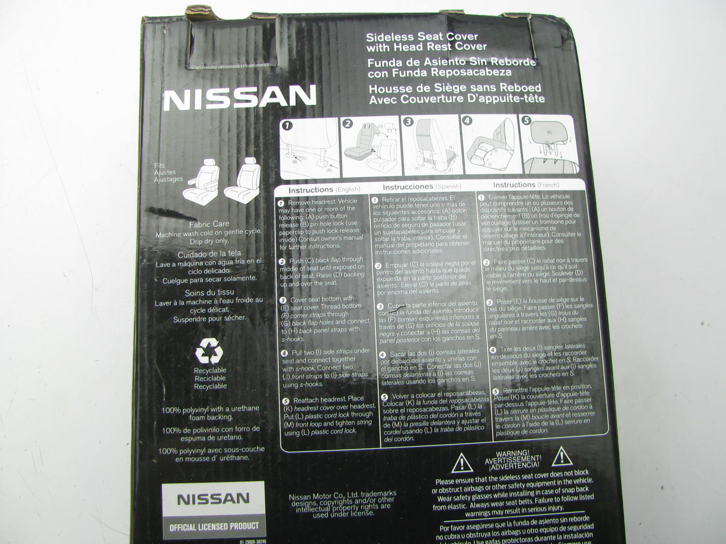 Plasticolor 008617 Universal Sideless Seat Cover 2-PC W/ Headrest For Nissan