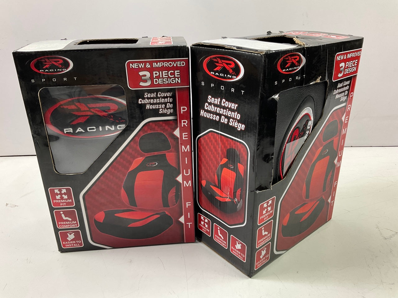 (2) Plasticolor 008622R04 R Racing Sport Low Back 3 Piece Red Seat Covers
