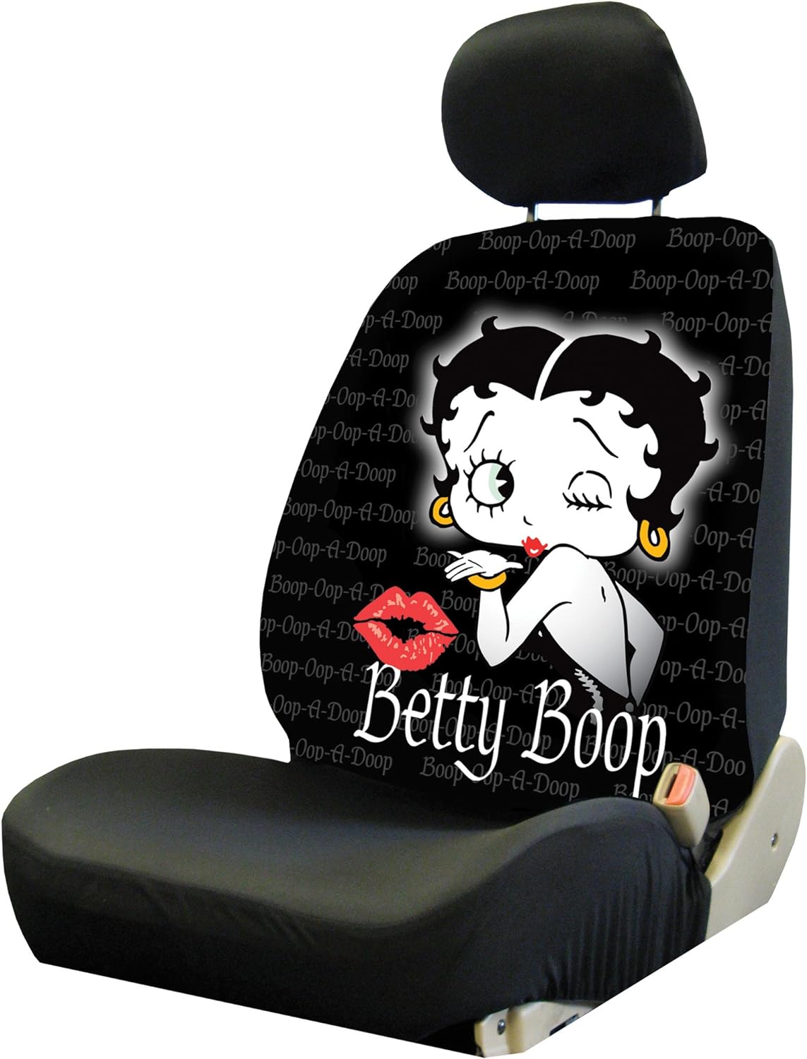 Plasticolor 008658R01 ''Betty Boop'' Timeless Seat Cover, Black, Does One Seat